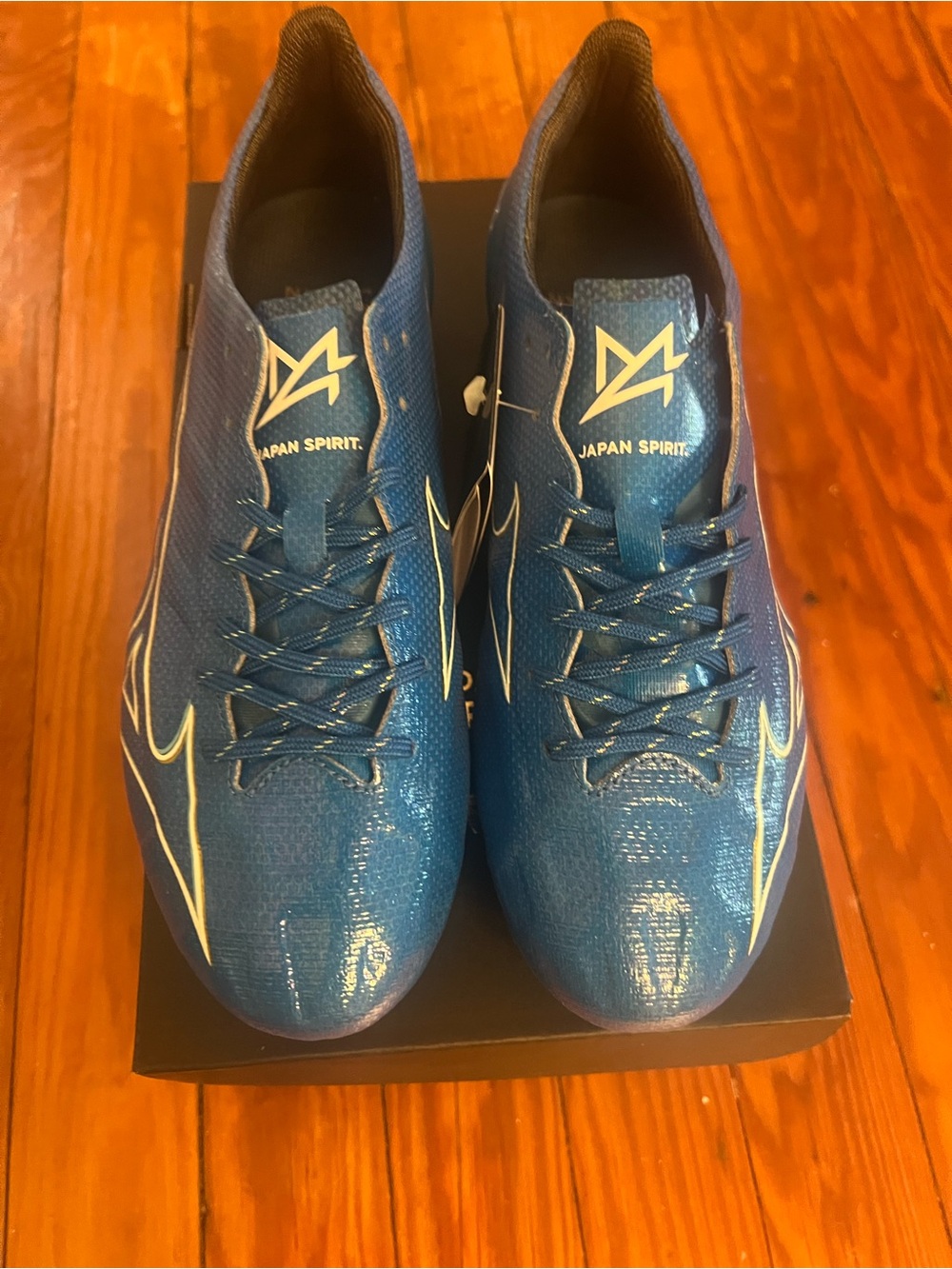 Mizuno Alpha Japan FG Soccer Cleats Made in Japan Blue Gold | Men’s 7.5
